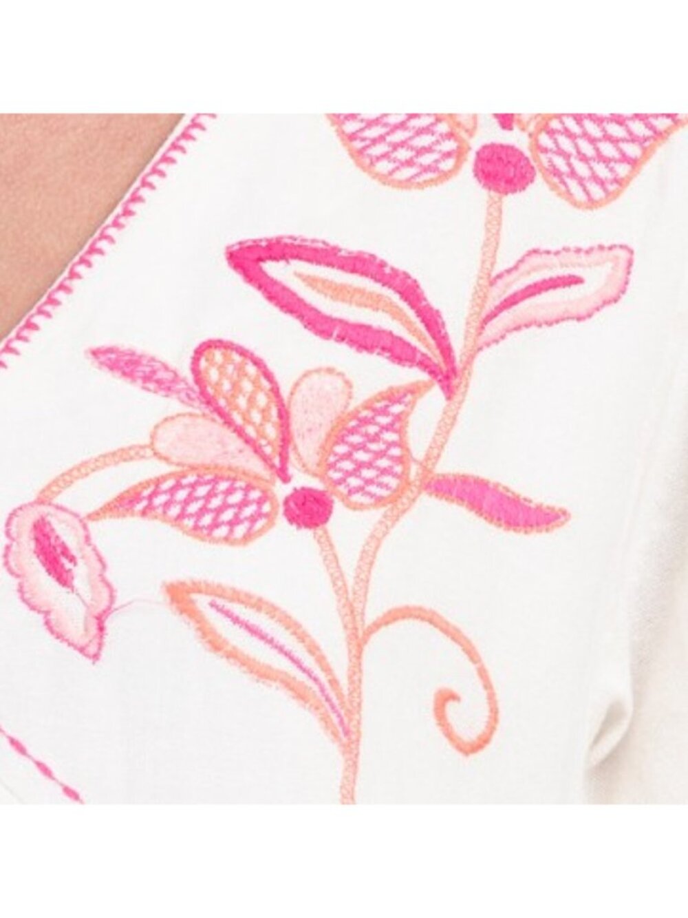 LEA Linen Blend Long Sleeve Embroidered Floral Mini Dress - Picture 4 of 5
